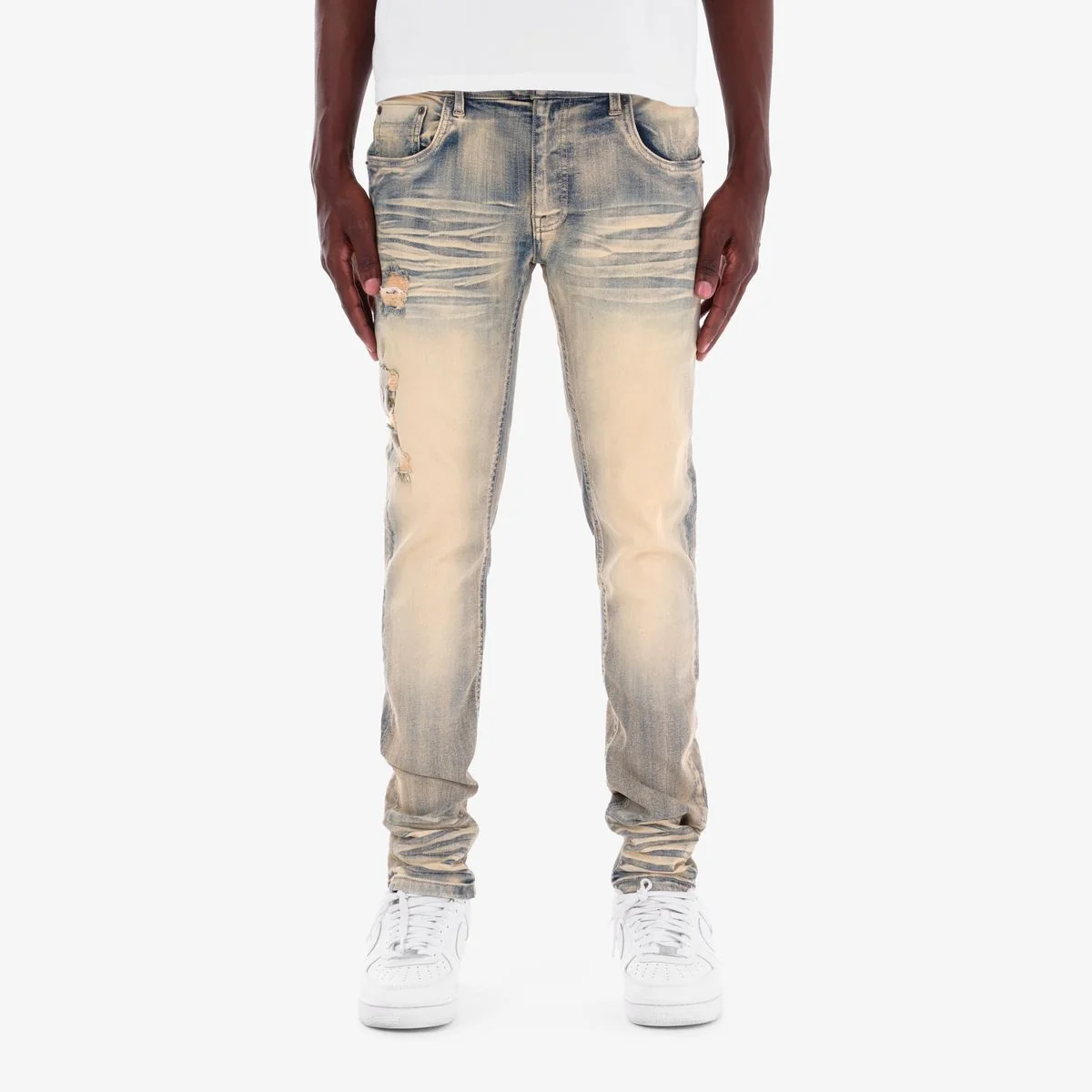 Copper Rivet Whisker Jeans - Distressed - Image 2