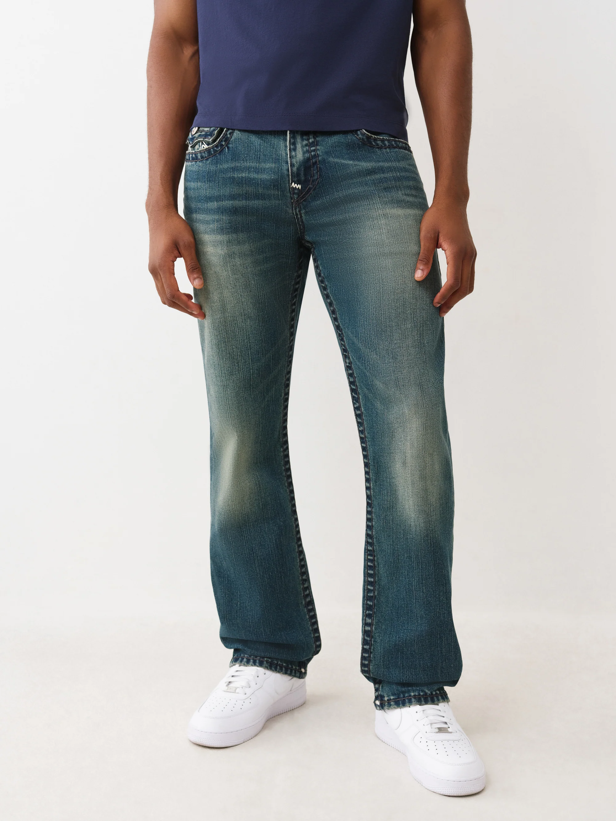 True Religion Ricky Super T Flap Men's Jeans - Faded Dark Wash - Image 3