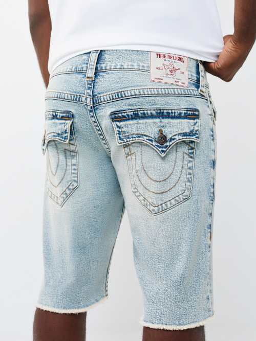 True Religion Flap Shorts - Frayed Hem Blue - Image 5