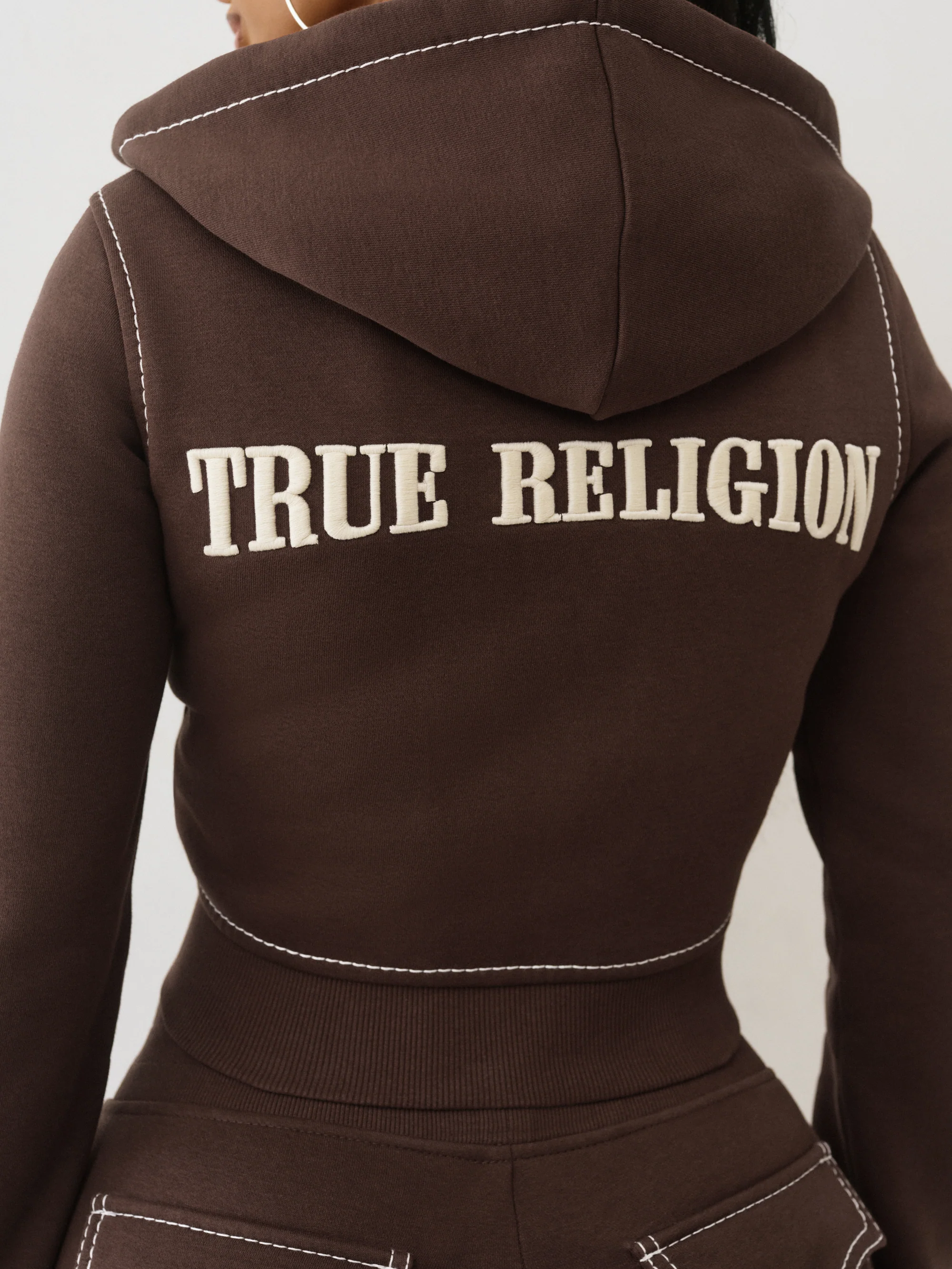 True Religion Big T Shrunken Zip Hoodie - Women - Image 3