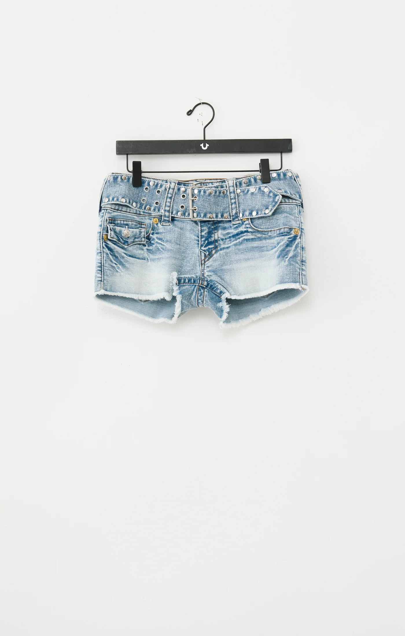 True Religion Studded Shorts - Raw Hem Blue - Image 2