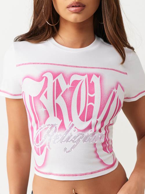 True Religion Crystal Woman Tee - Slim Fit White - Image 7