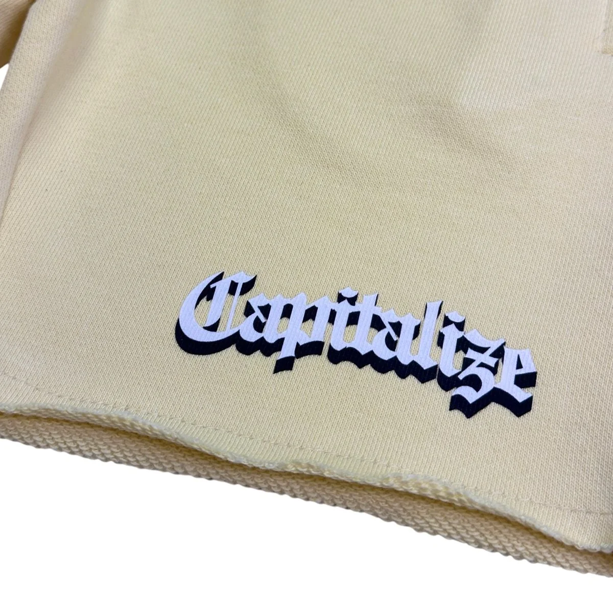 ELITE PREMIUM Capitalize Cropped Kids Fleece Shorts Cream - Image 4