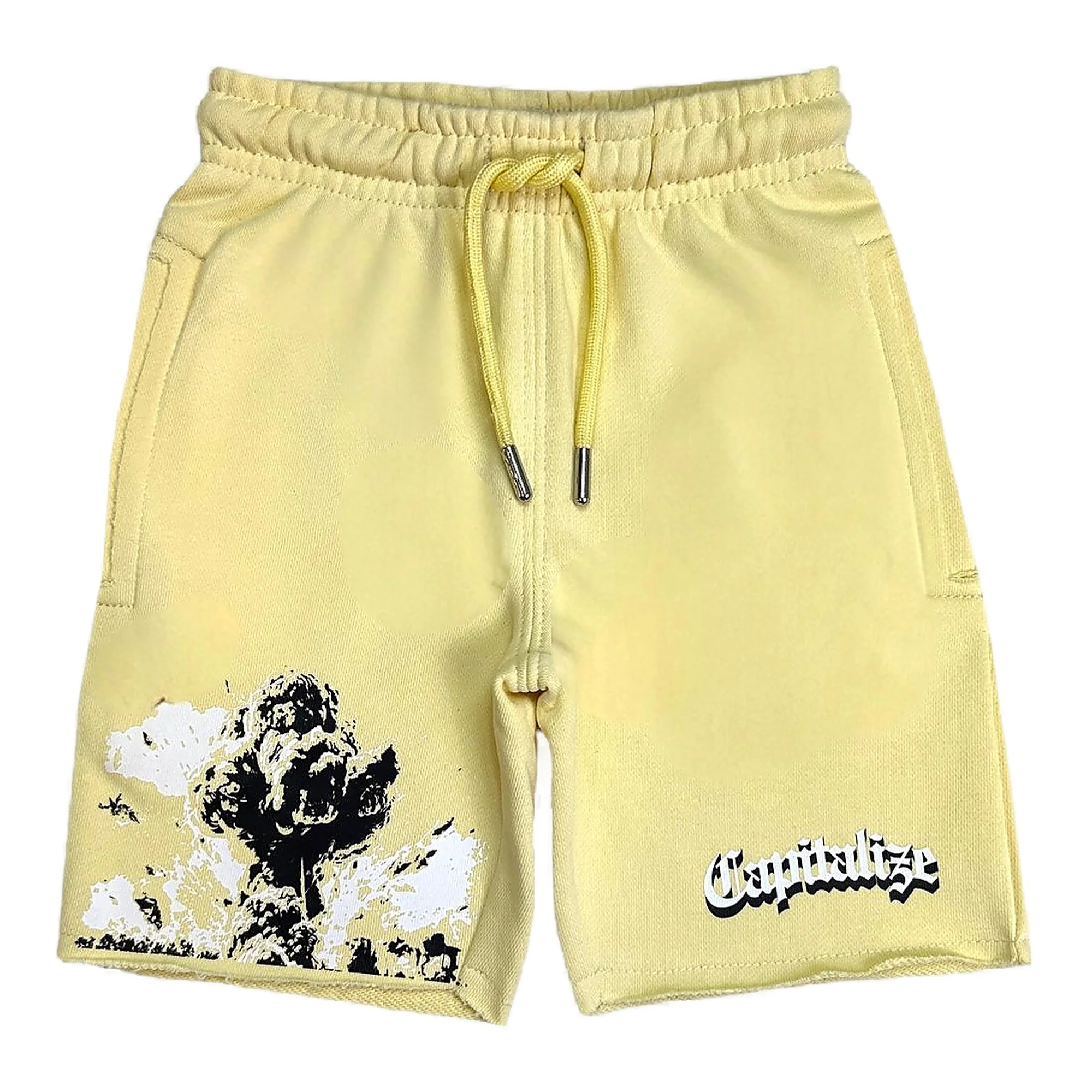 ELITE PREMIUM Capitalize Cropped Kids Fleece Shorts Cream