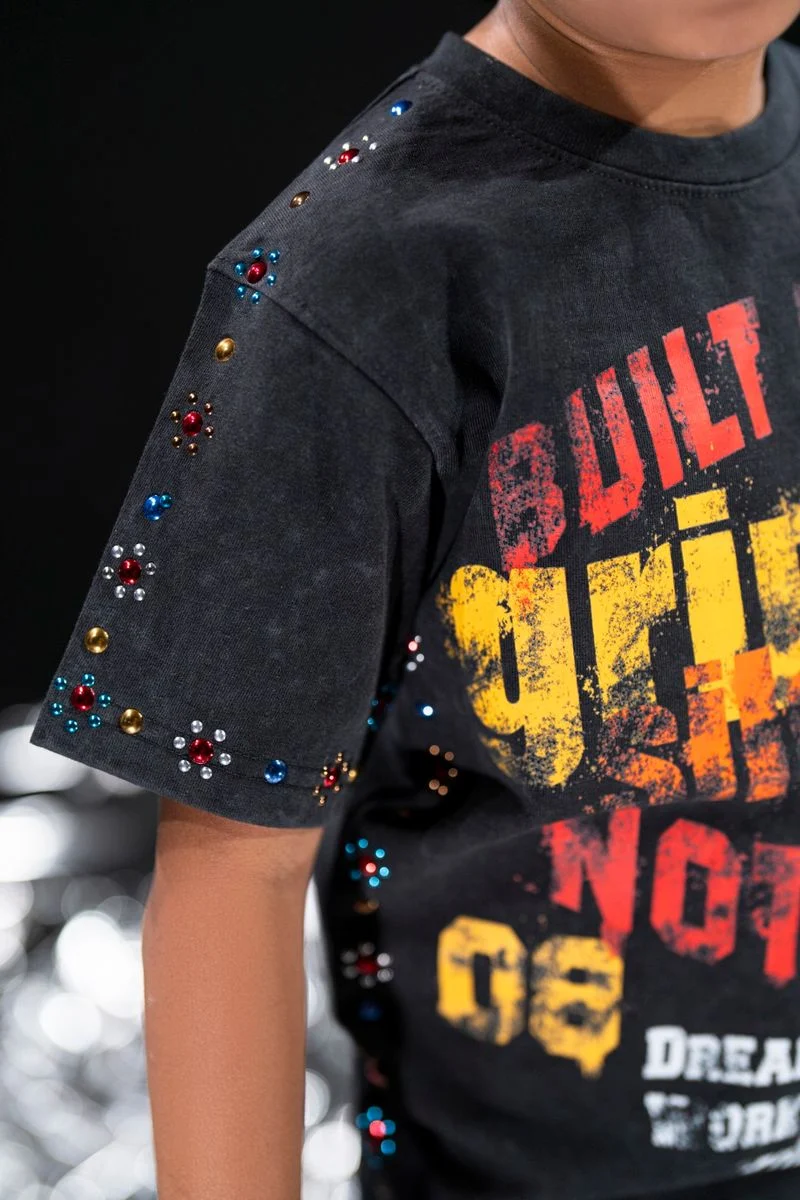 Elite Premium Built From Nothing Kids T-Shirt - Rhinestone Black - Image 5