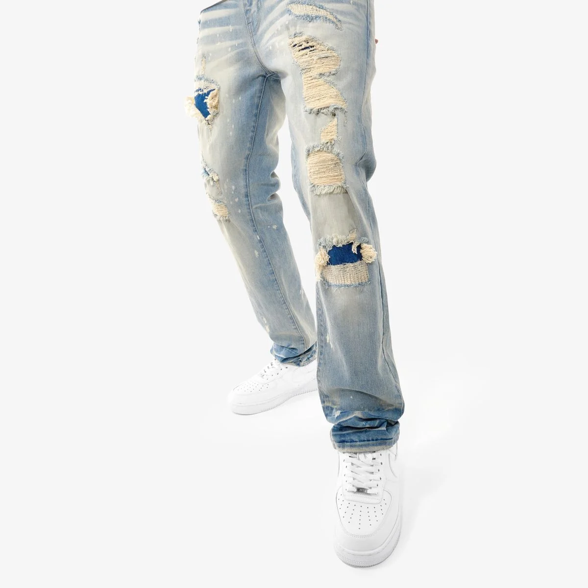 Copper Rivet Distressed Jeans - Ripped - Image 4