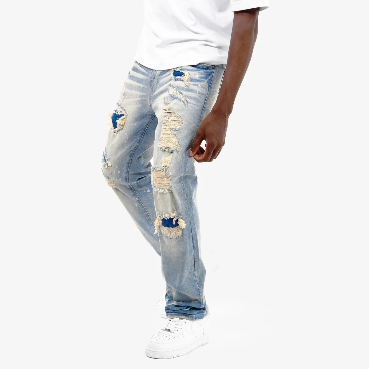 Copper Rivet Distressed Jeans - Ripped - Image 7