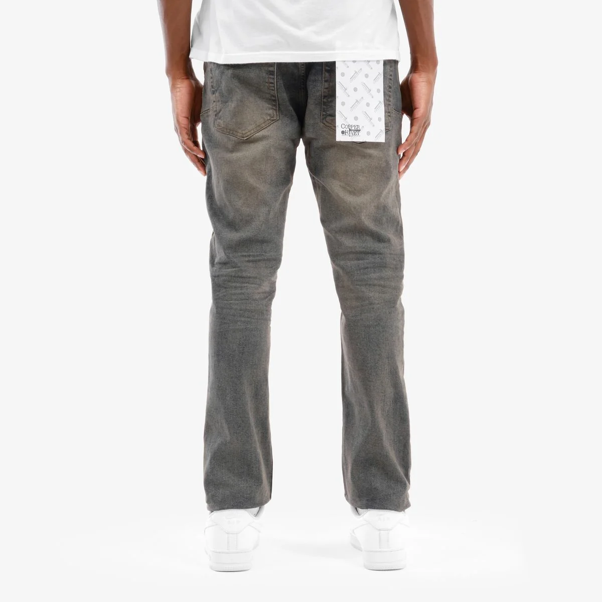Copper Rivet Faded Stitch Jeans - Tapered Leg - Image 4