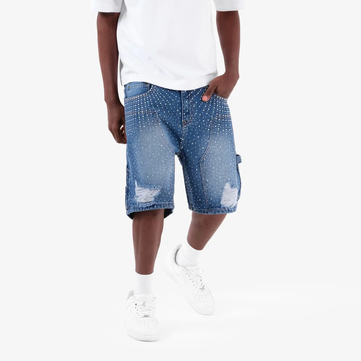 Copper Rivet Studded Shorts - Distressed - Image 3