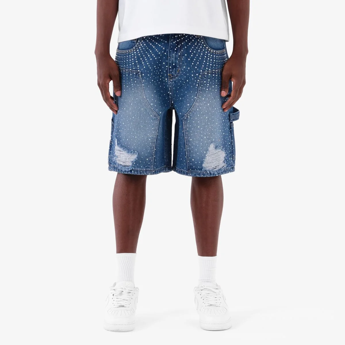 Copper Rivet Studded Shorts - Distressed - Image 7