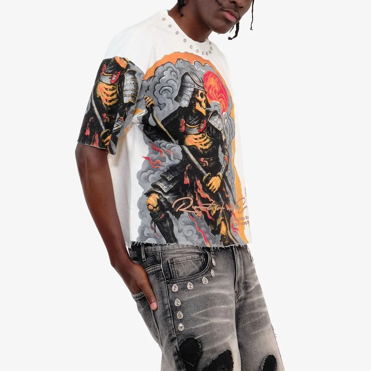 Copper Rivet Samurai T-Shirt - Rhinestone - Image 4