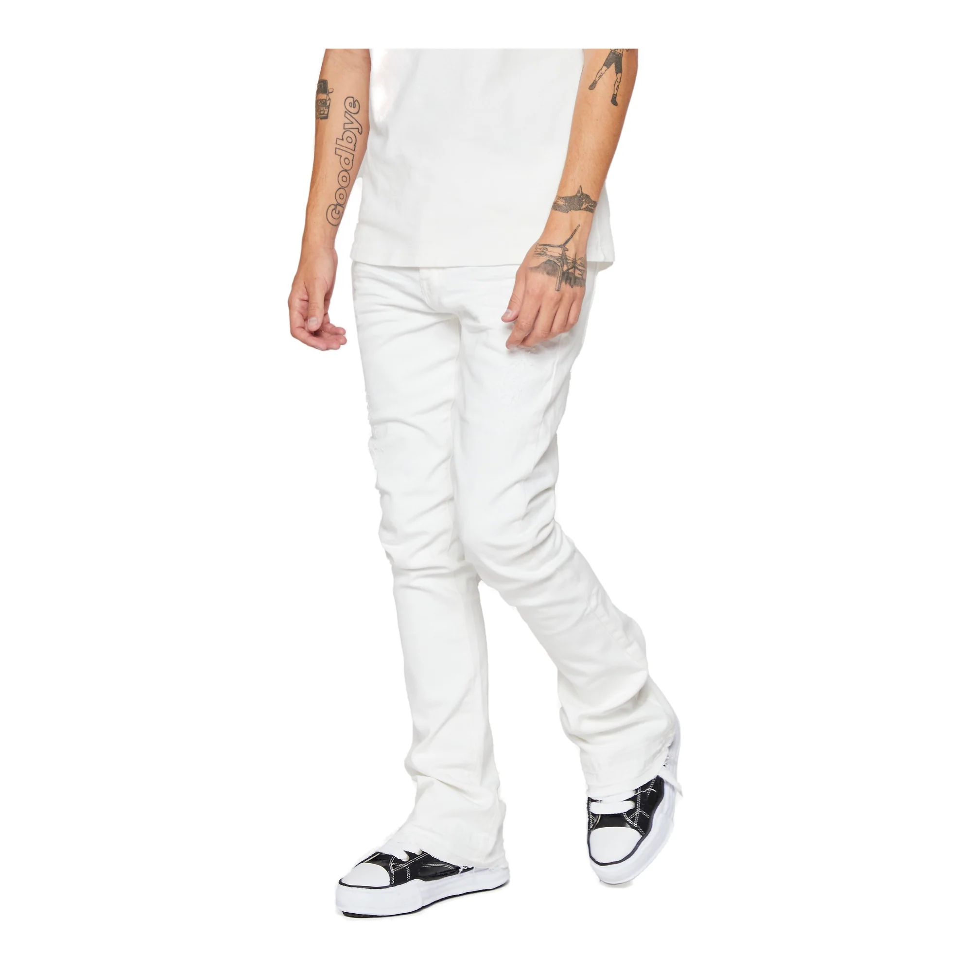 "Pali" Stacked Jeans White
