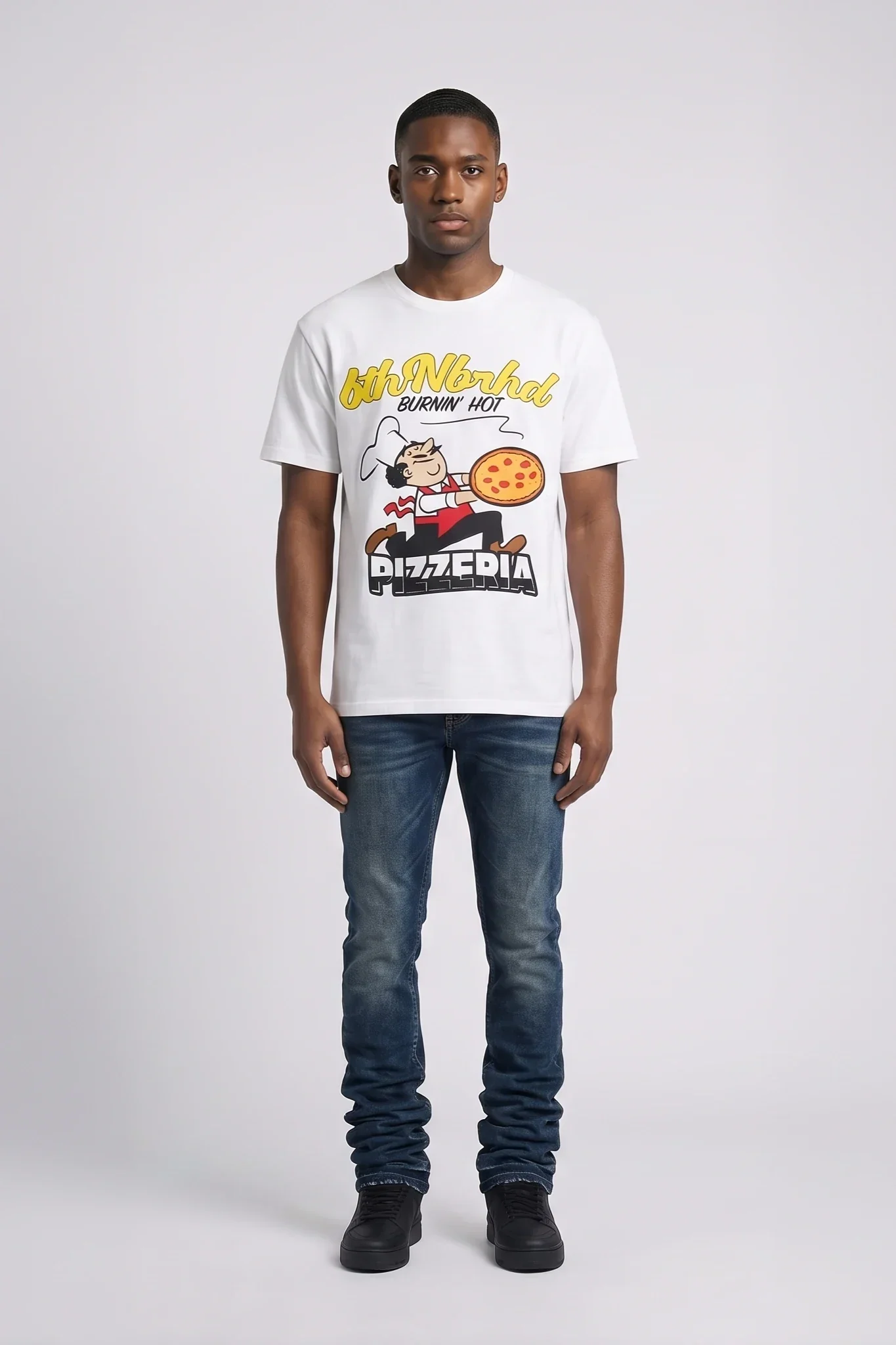 6Th Nbrhd Burning Hot Men's T-Shirt White - Image 9