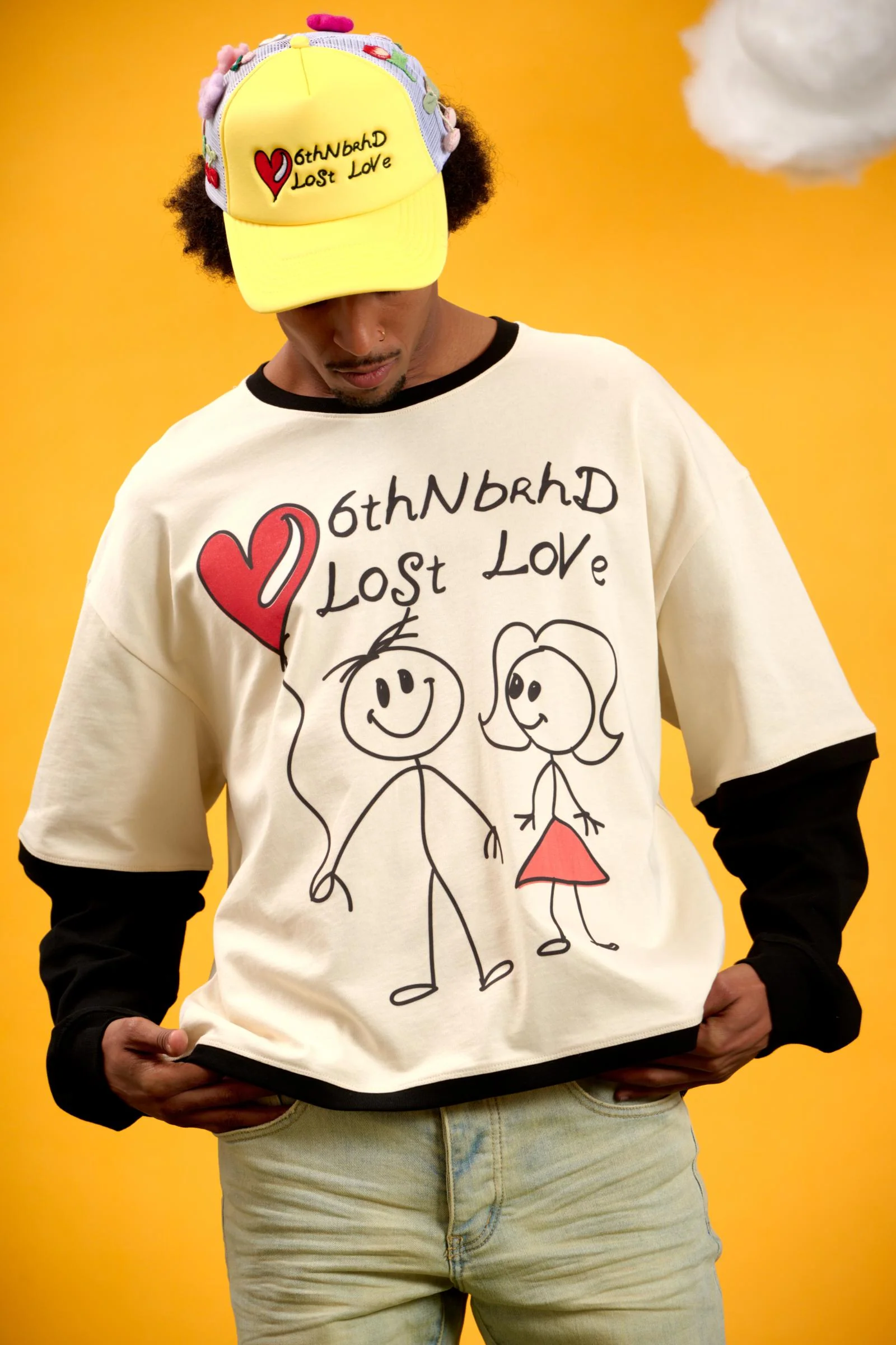 6Th Nbrhd Drawing Men's T-Shirt Cream - Image 8
