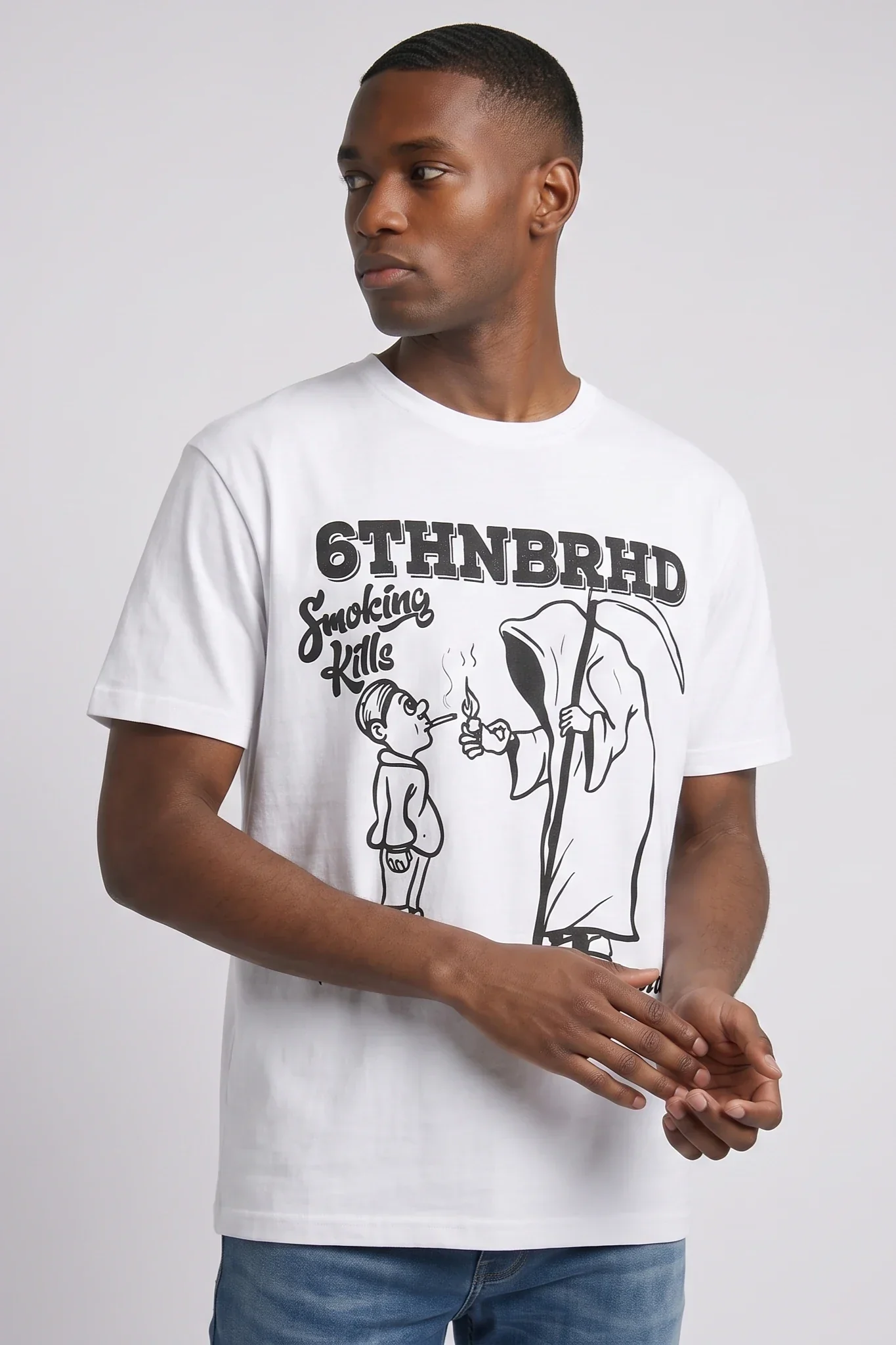 6Th Nbrhd No Smokes Men's T-Shirt White - Image 2