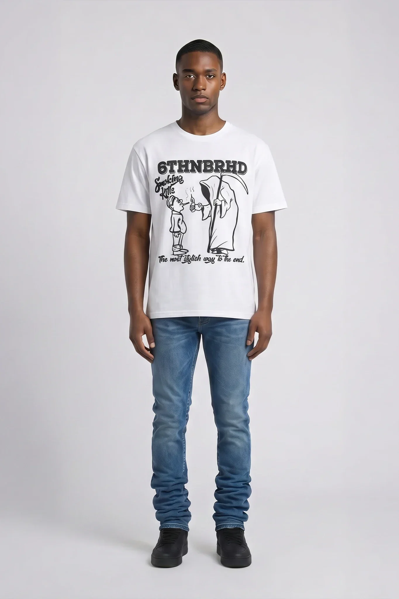6Th Nbrhd No Smokes Men's T-Shirt White - Image 8