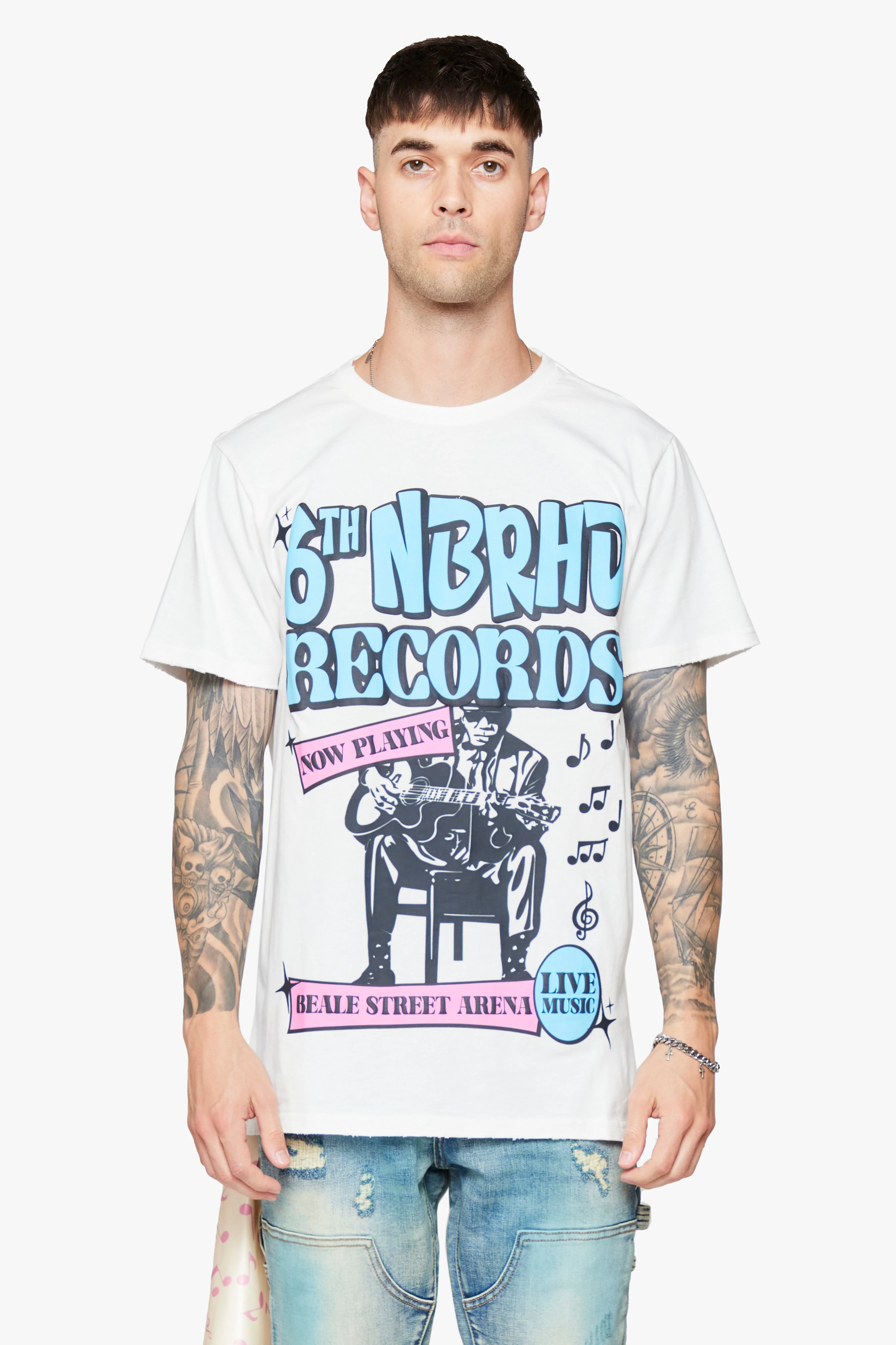 6Th Nbrhd Now Playing Men's T-Shirt White - Image 5