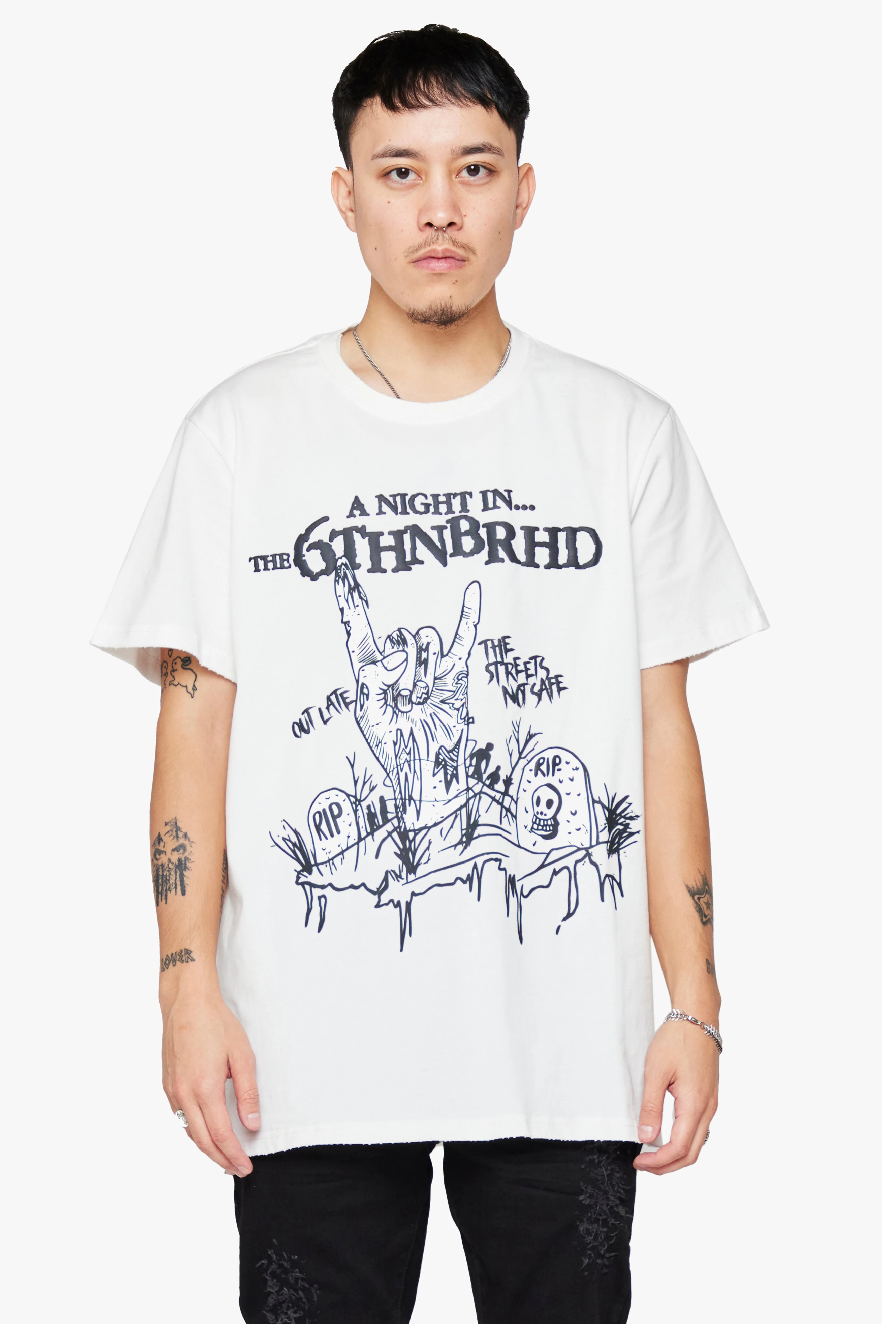 6TH NBRHD Outlate T-Shirt White - Image 3