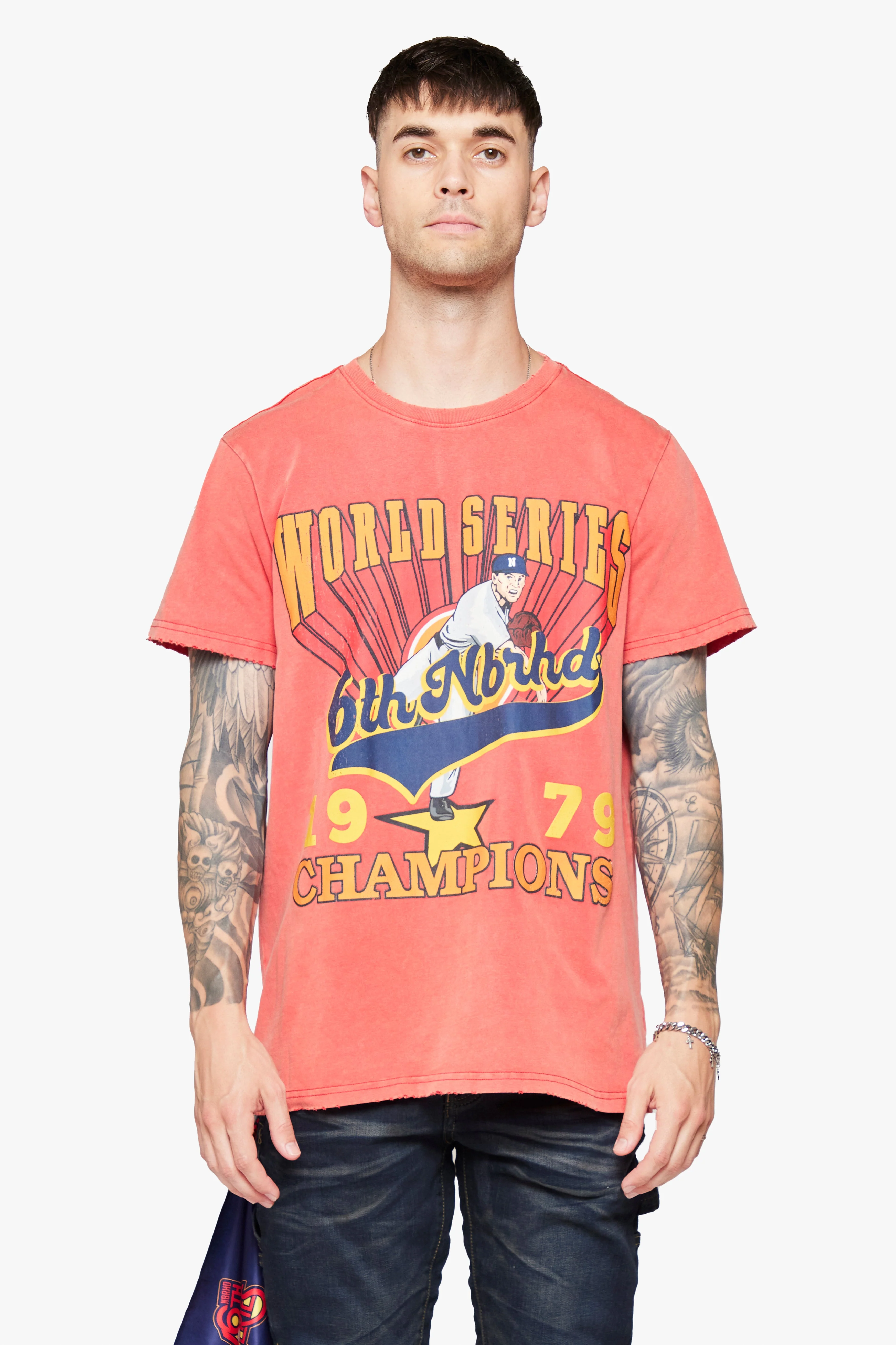 6Th Nbrhd Series Men's T-Shirt Red - Image 5