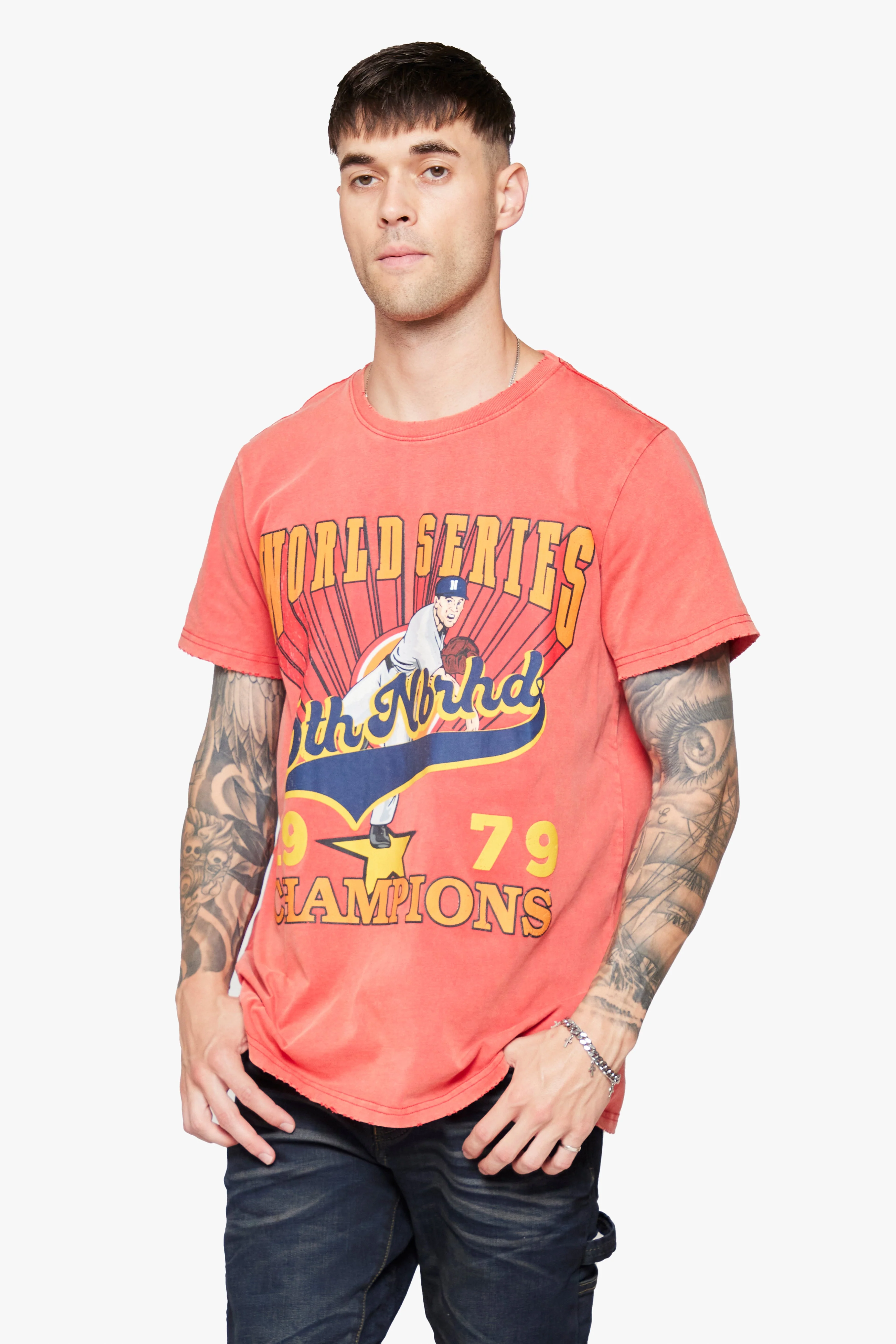 6Th Nbrhd Series Men's T-Shirt Red - Image 8