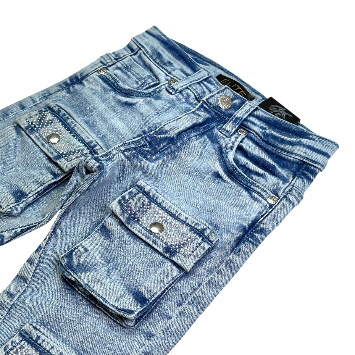 Elite Premium Stacked Cargo Pants Kids - Feature Blue - Image 3
