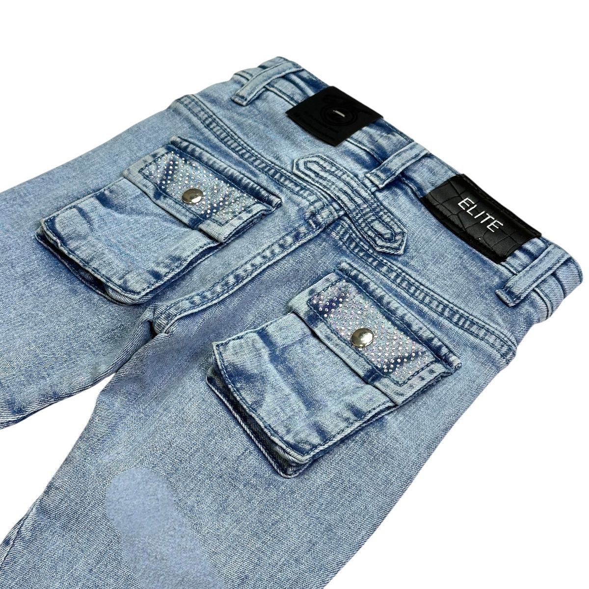 Elite Premium Youth Stacked Cargo Pants Blue - Image 4