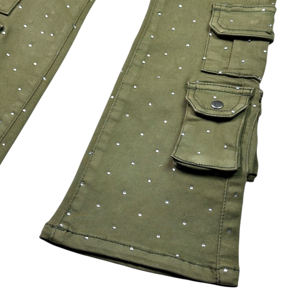 ELITE PREMIUM Stacked Cargo Pants Youth - Feature Olive - Image 4