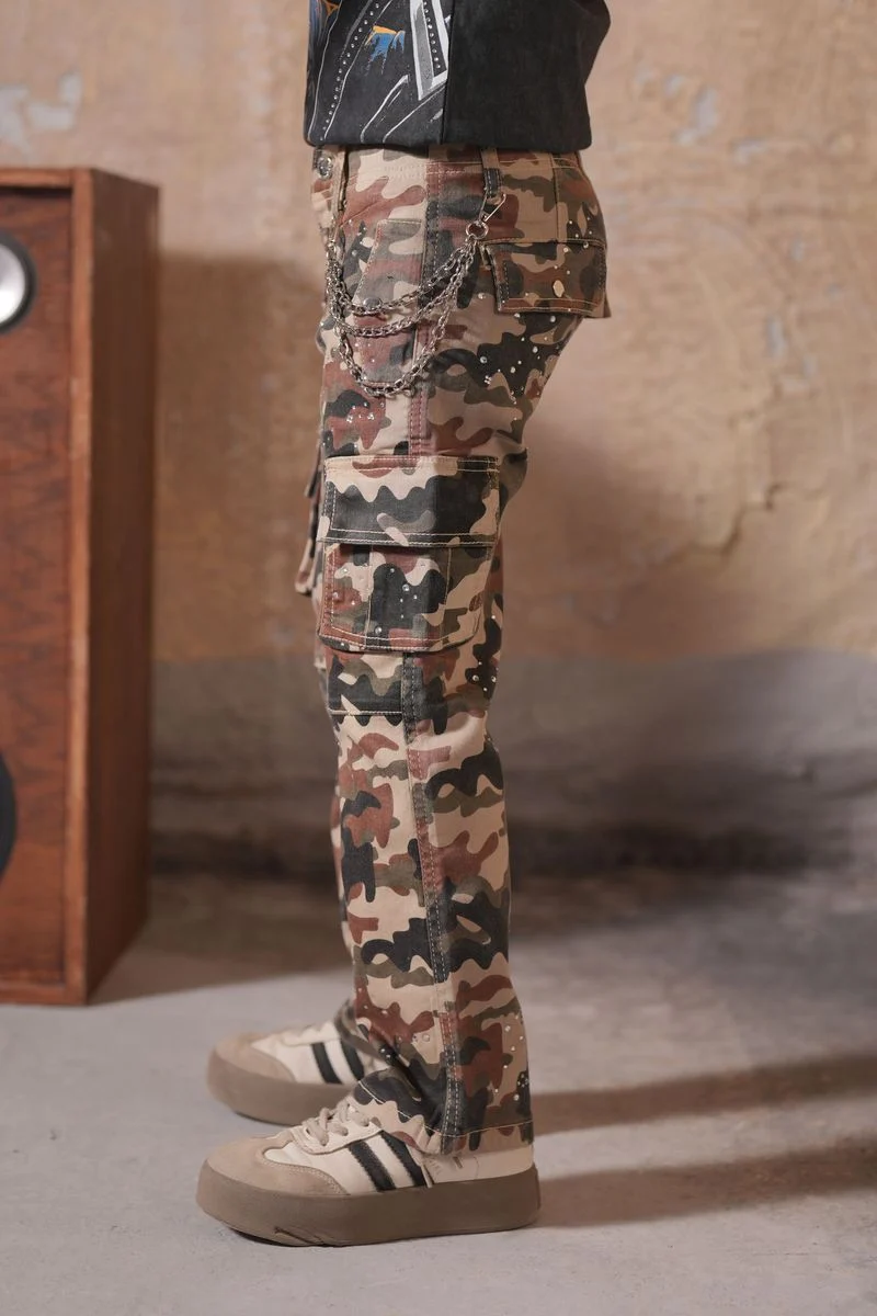 ELITE PREMIUM Cuban Link Chain Cargo Pants Youth - Camouflage Feature - Image 4