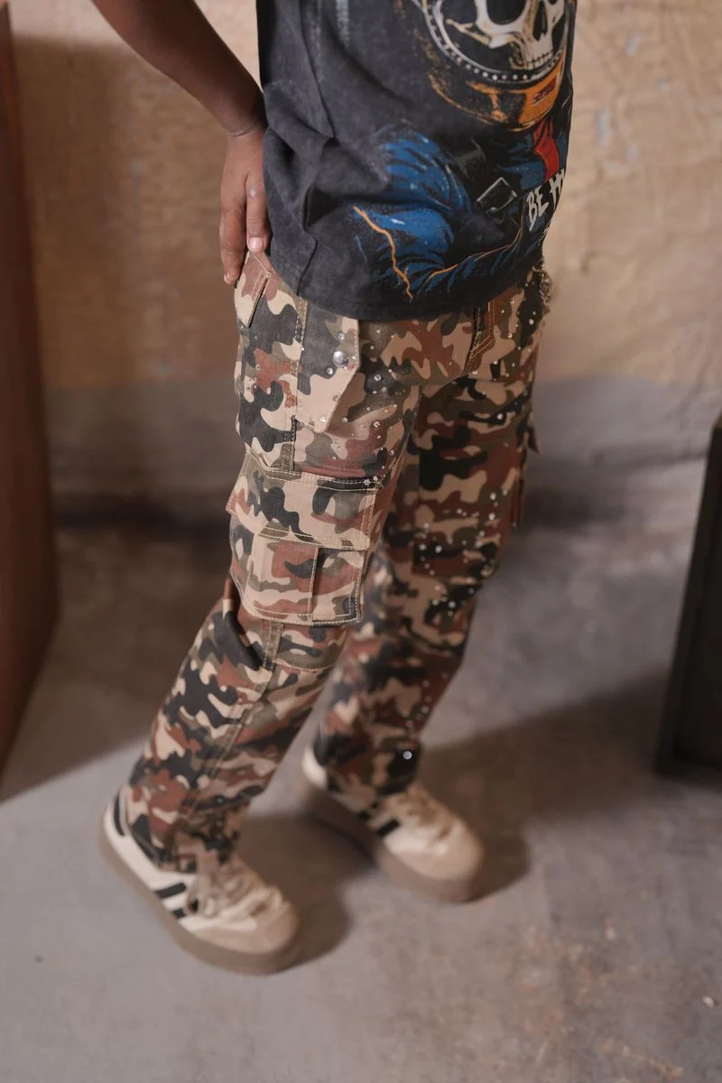 ELITE PREMIUM Cuban Link Chain Cargo Pants Youth - Camouflage Feature - Image 5