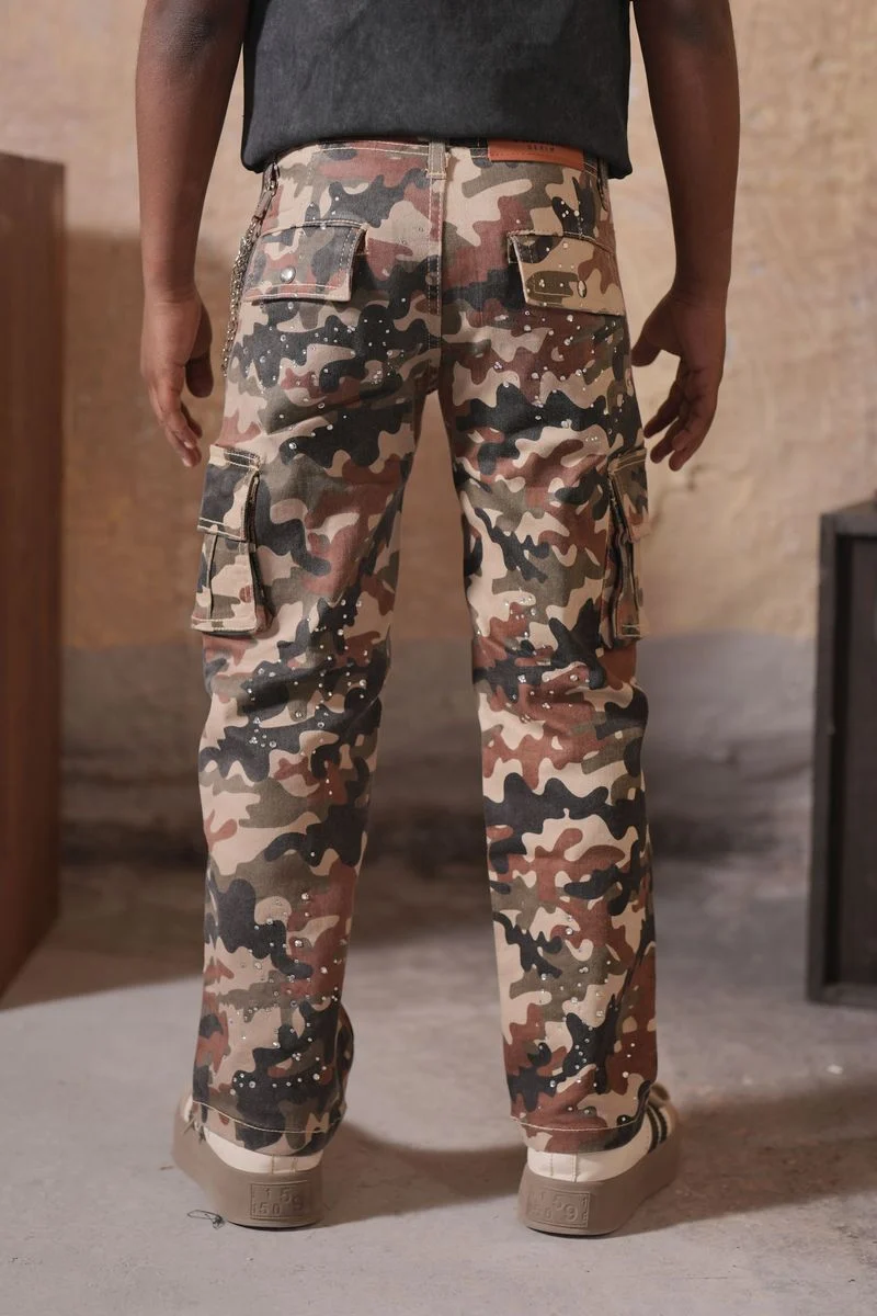 ELITE PREMIUM Cuban Link Chain Cargo Pants Youth - Camouflage Feature - Image 7