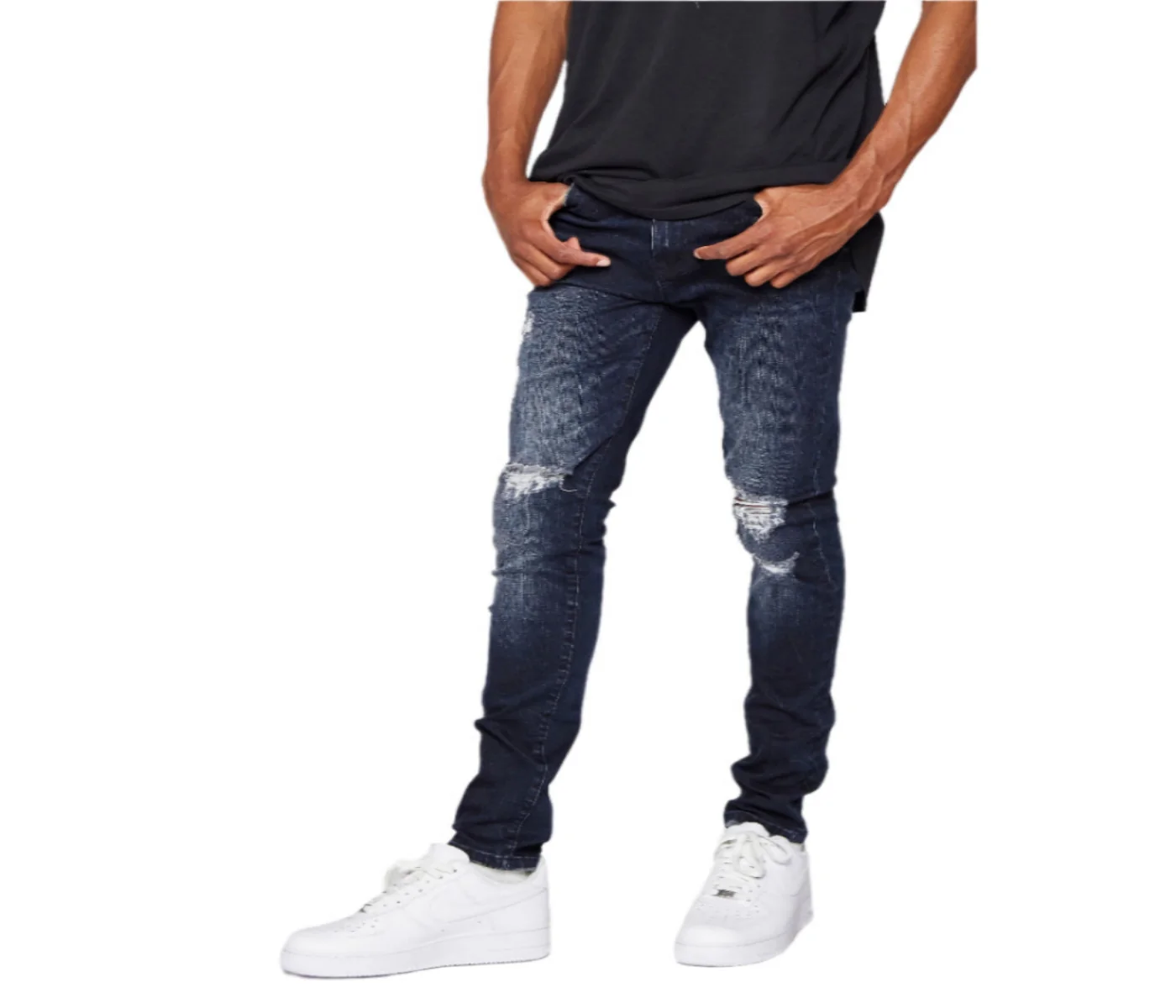 Anomdenim Lyra Jeans - Distressed Dark Blue - Image 3