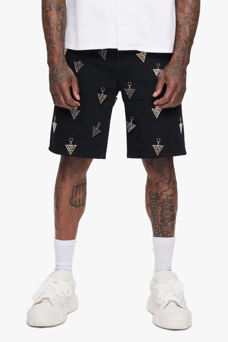 Valabasas Triangle Shorts - Embroidered Jet Black - Image 2