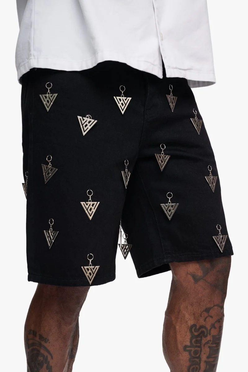 Valabasas Triangle Shorts - Embroidered Jet Black - Image 3