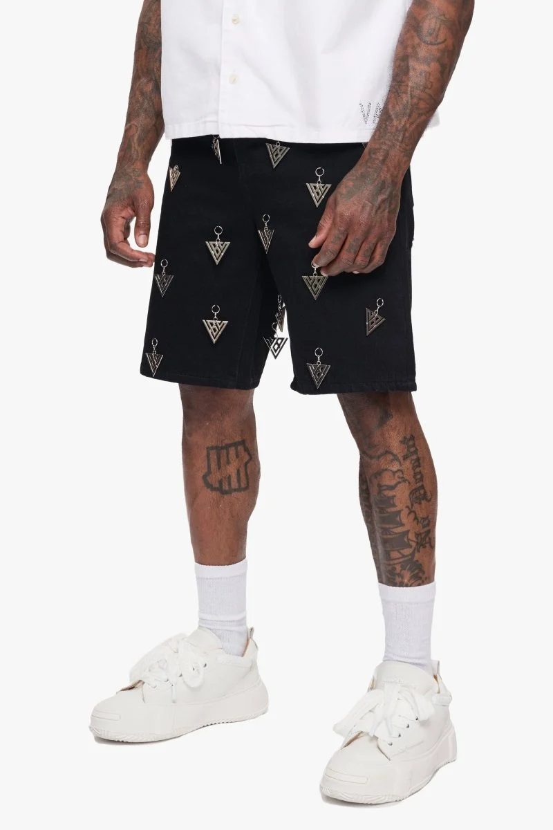 Valabasas Triangle Shorts - Embroidered Jet Black - Image 6