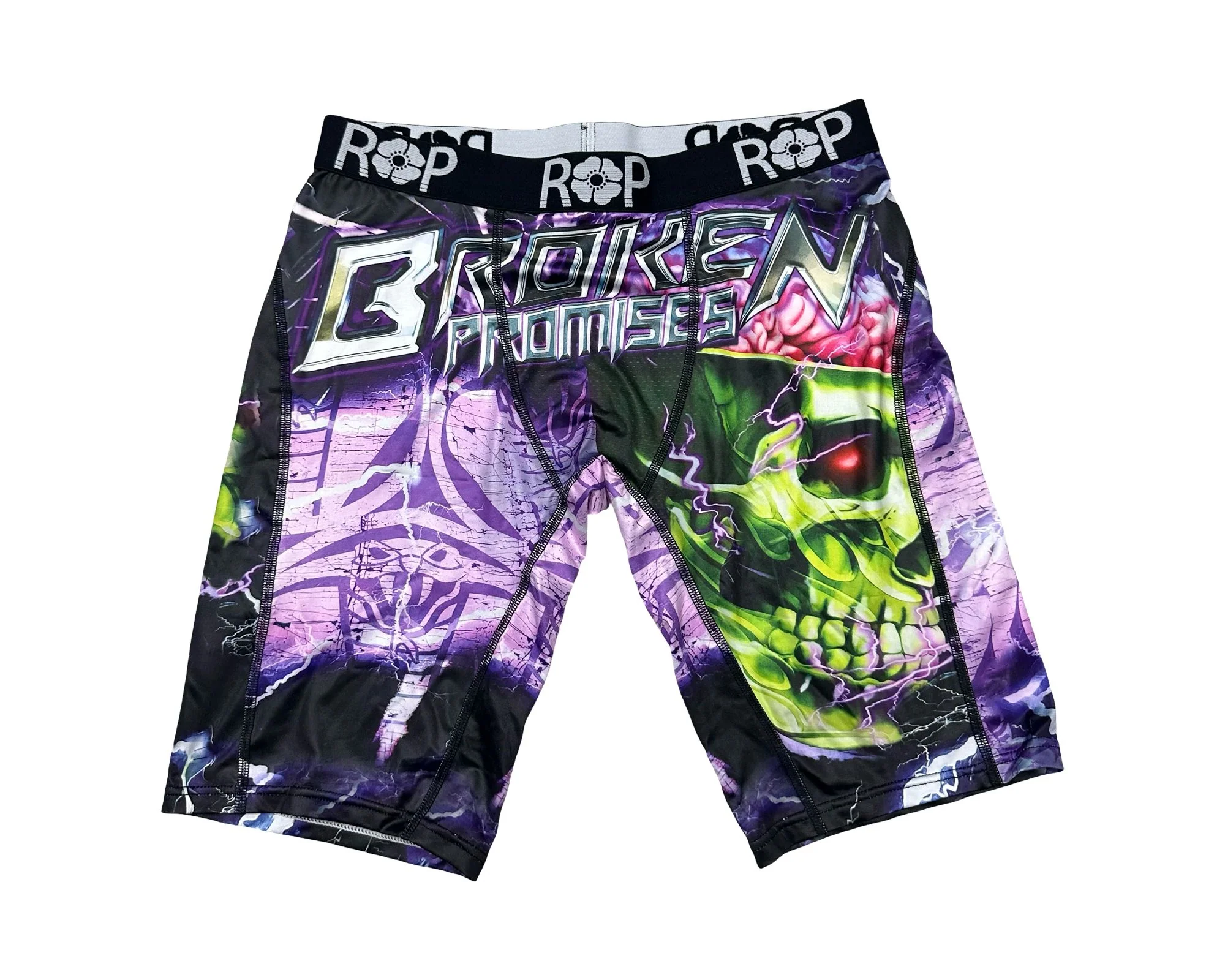 Red Poppy Skull Shorts - Graphic - Image 2