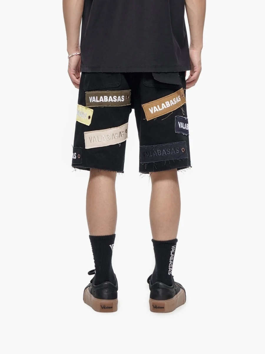 Valabasas Banner Shorts - Patchwork Jet Black - Image 11
