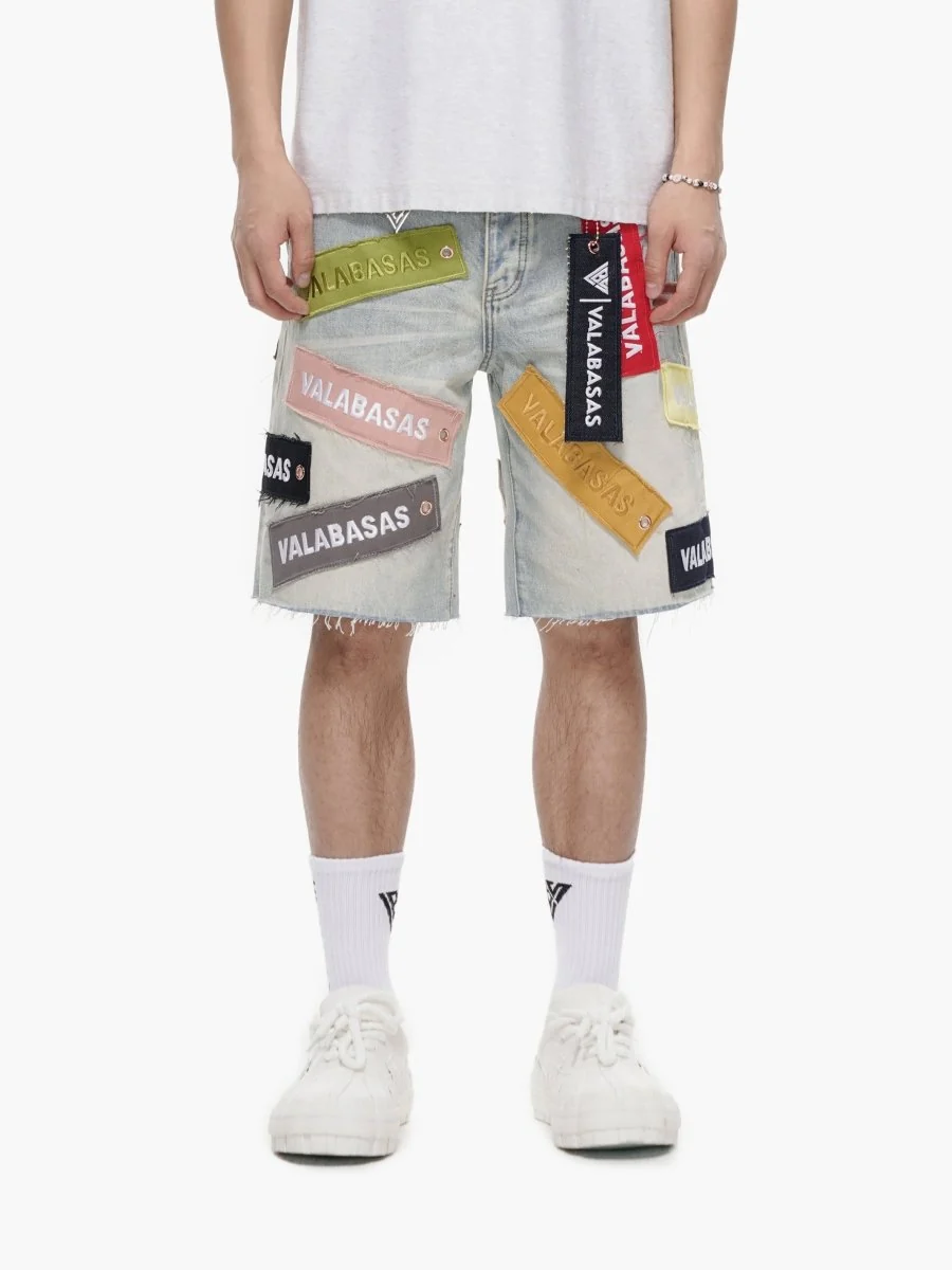Valabasas Label Patch Shorts - Light Wash - Image 10