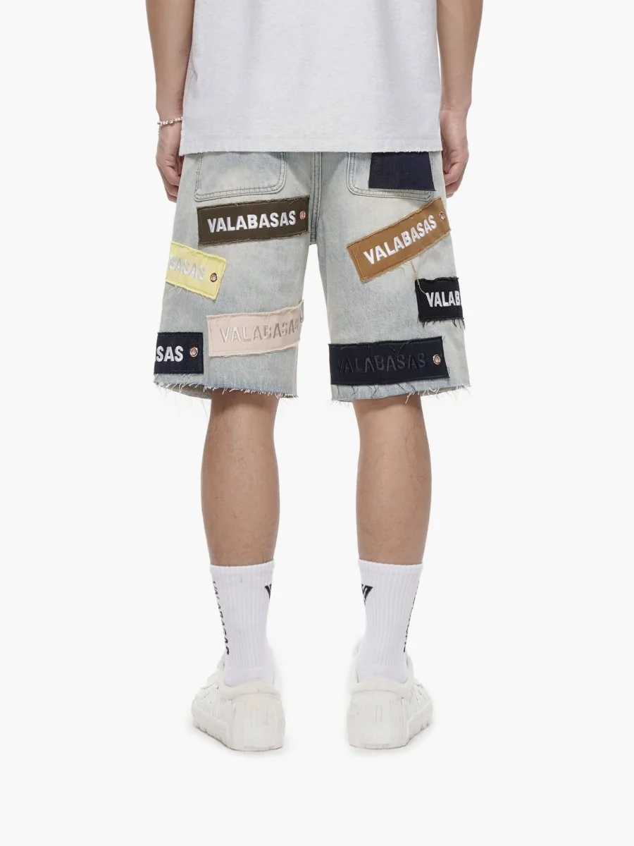 Valabasas Label Patch Shorts - Light Wash - Image 11