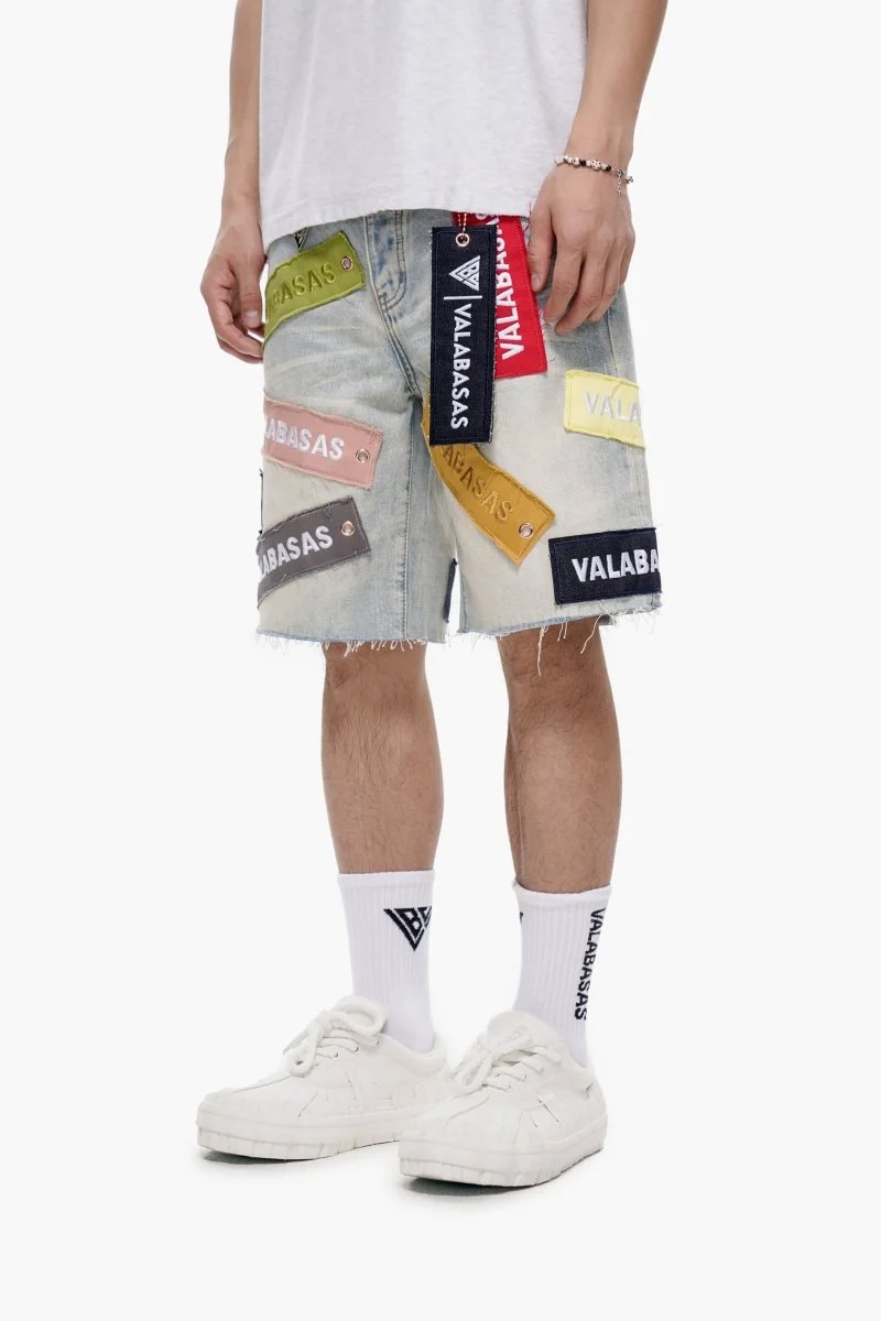 Valabasas Label Patch Shorts - Light Wash - Image 2