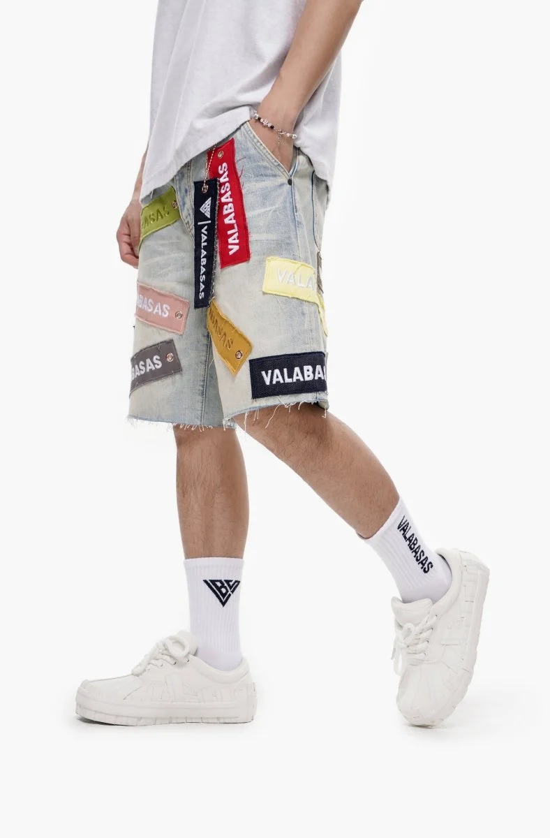 Valabasas Label Patch Shorts - Light Wash - Image 6