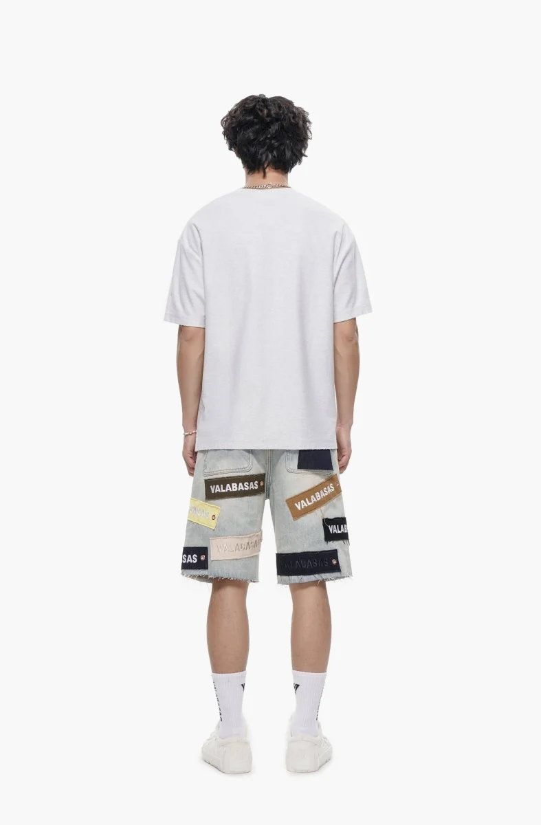 Valabasas Label Patch Shorts - Light Wash - Image 9