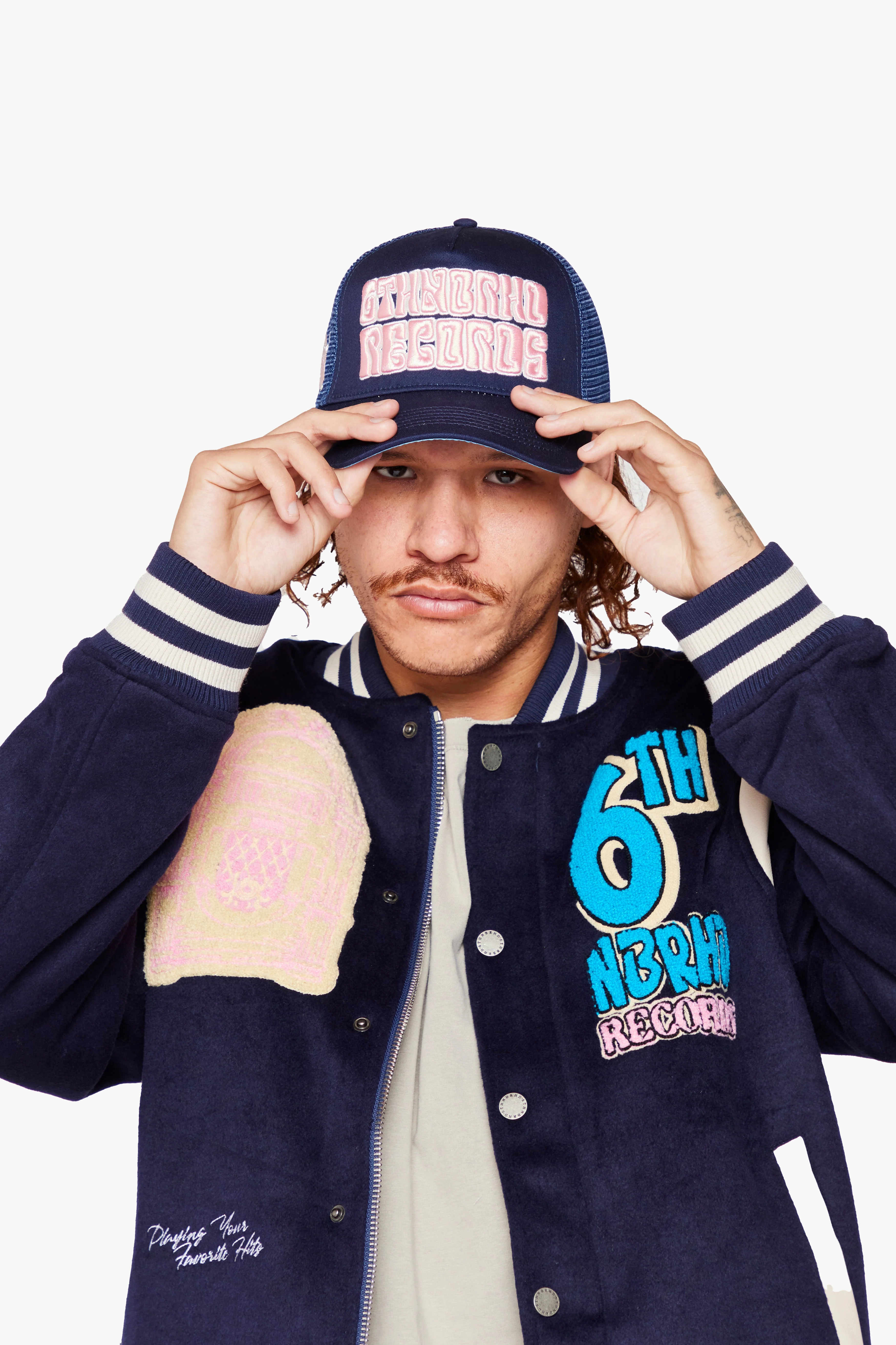 6Thneighborhood Billboard Trucker Hat - Embroidered Navy - Image 3