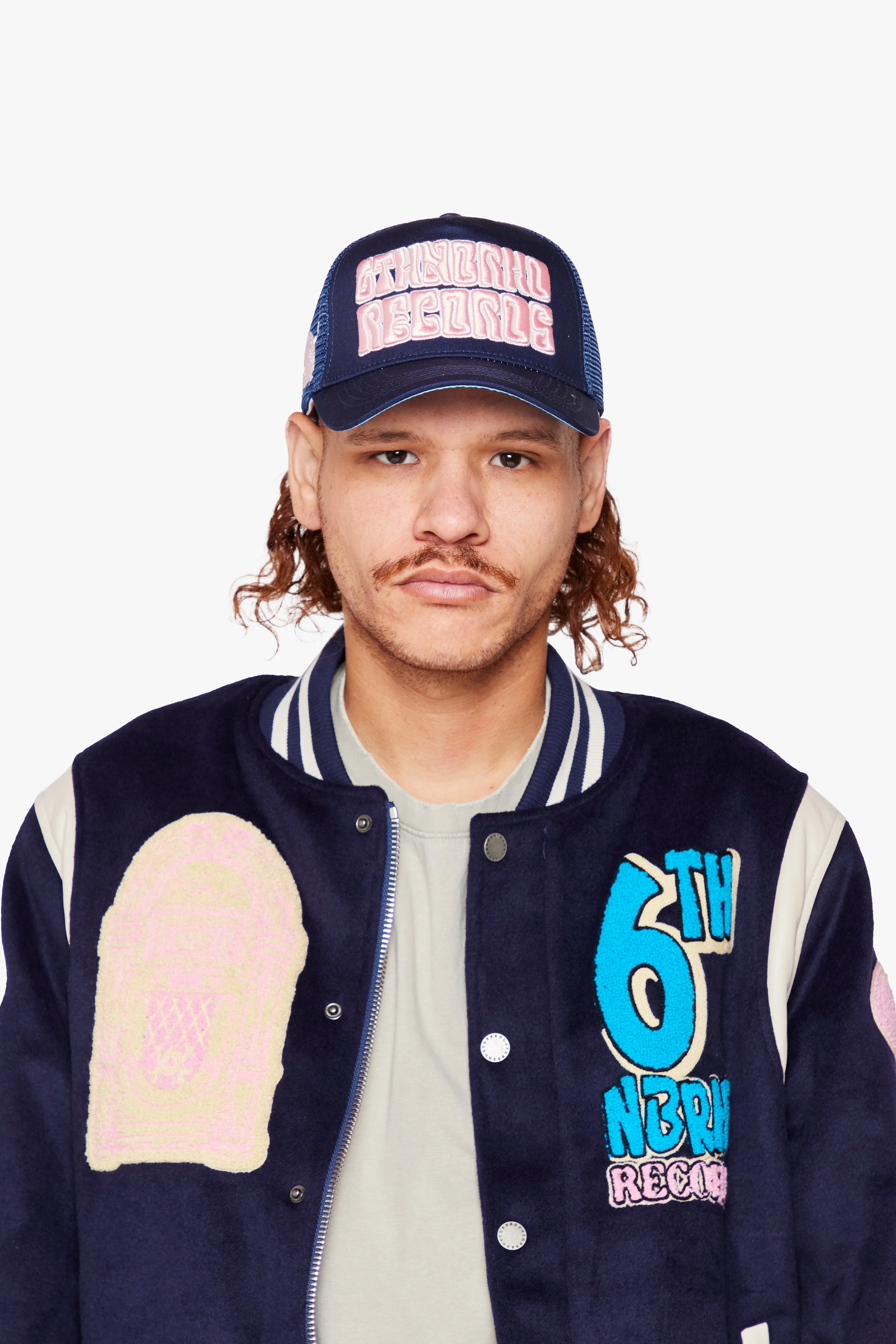 6Thneighborhood Billboard Trucker Hat - Embroidered Navy - Image 4