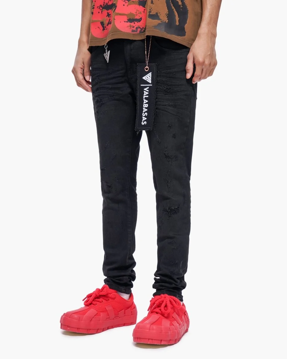 Valabasas Blackout Jeans - Distressed Black Washed - Image 3