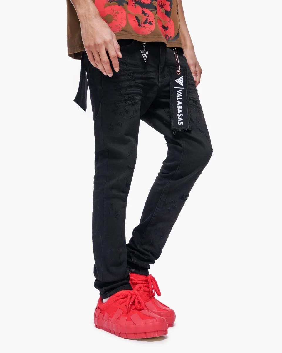 Valabasas Blackout Jeans - Distressed Black Washed - Image 4