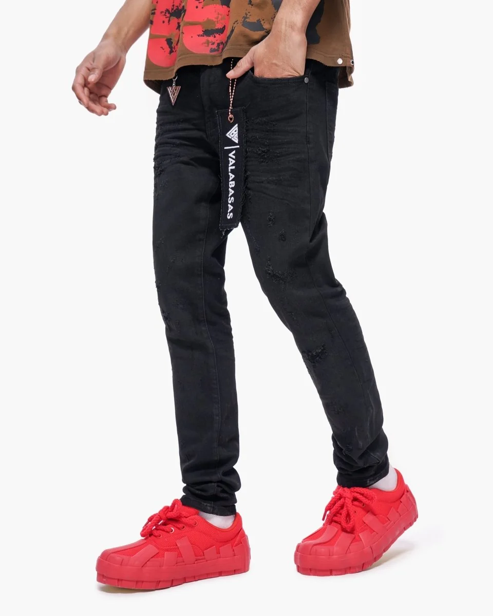 Valabasas Blackout Jeans - Distressed Black Washed - Image 5