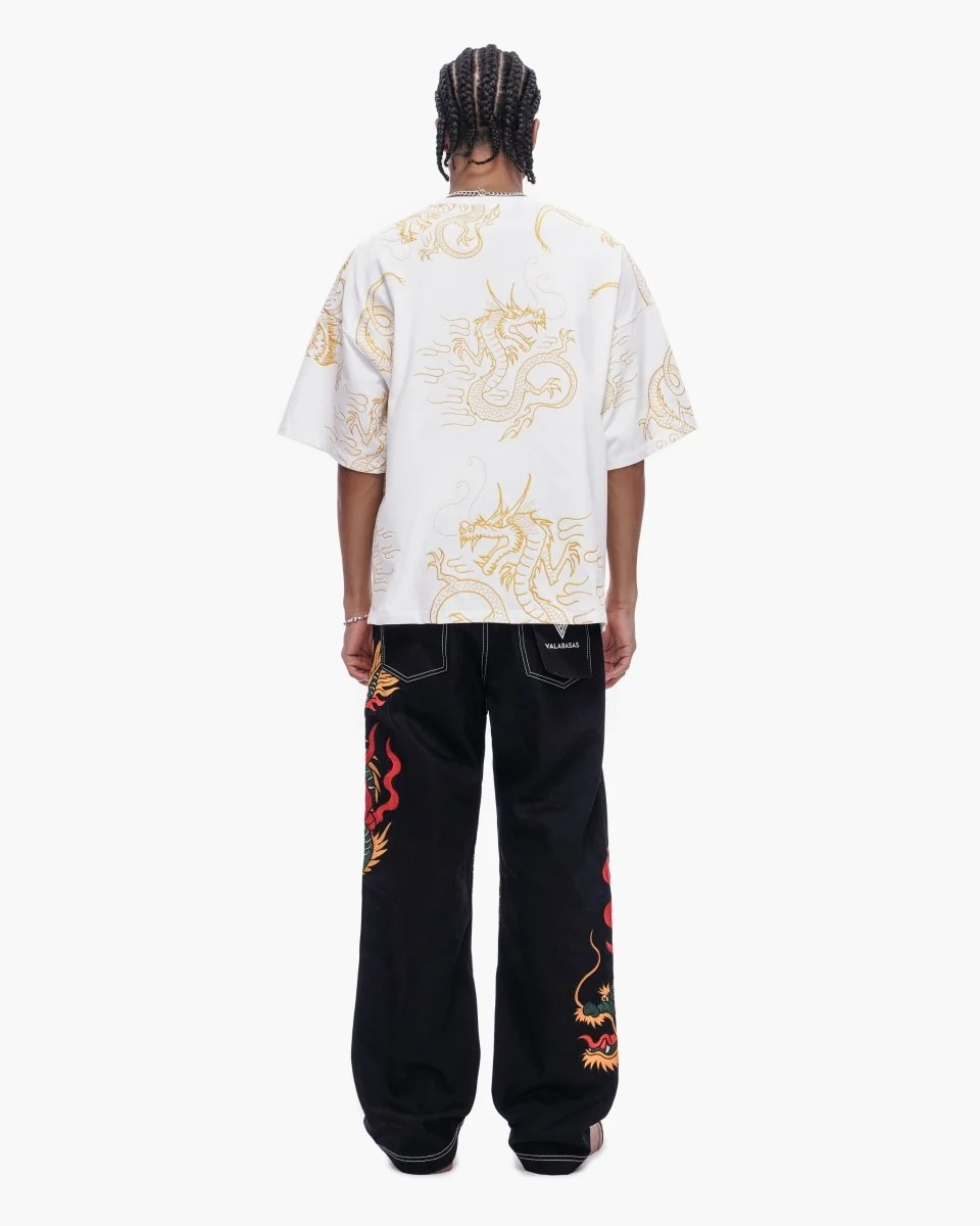 Valabasas Dragon Jeans - Embroidered Jet Black - Image 11