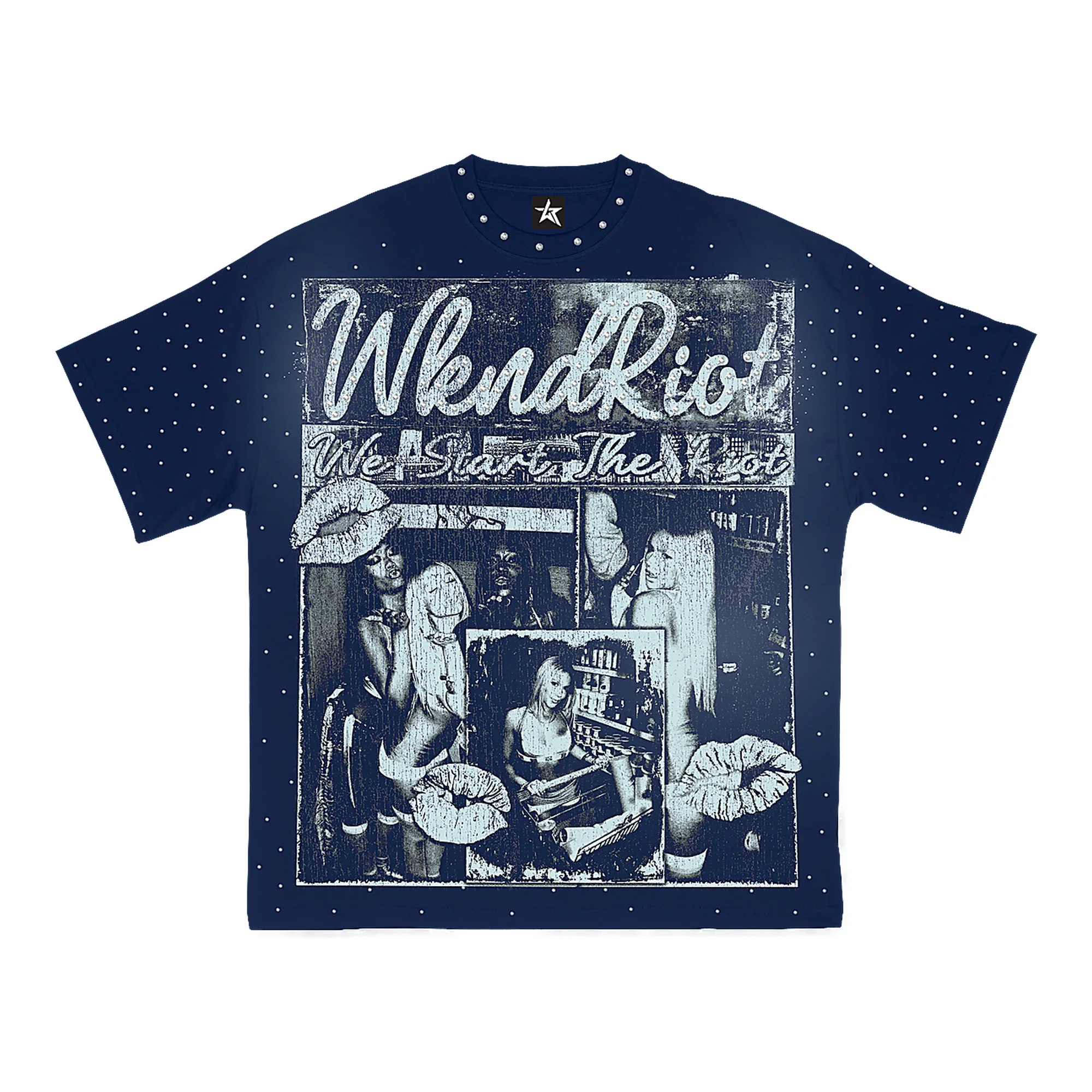 Wknd Riot Star Graphic T-Shirt - Midweight Blue