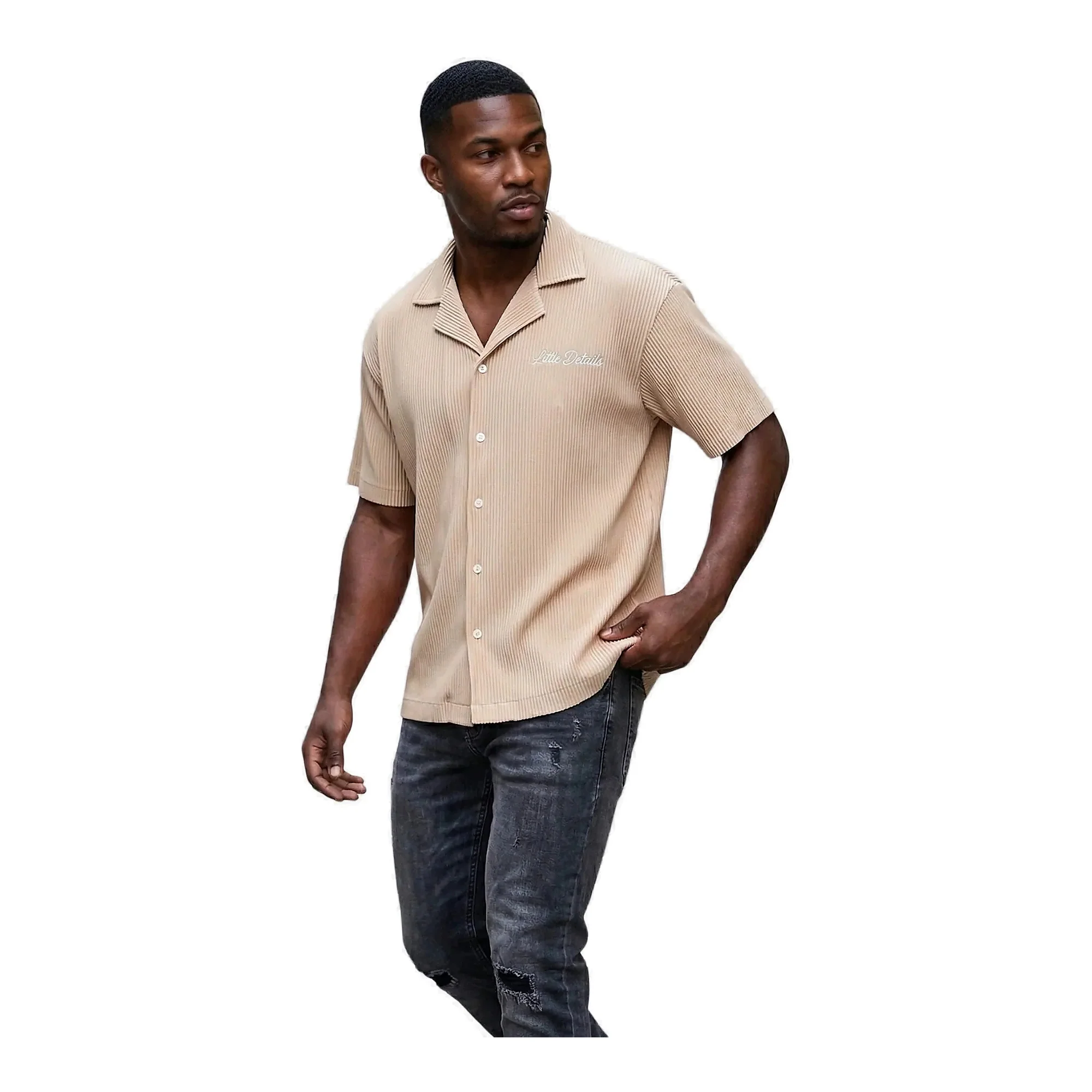 Silnt Chptrs Ribbed Shirt - Boxy Fit Cream