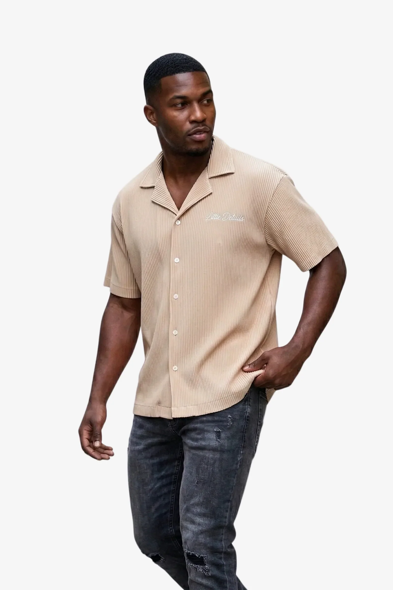 Silnt Chptrs Ribbed Shirt - Boxy Fit Cream - Image 2